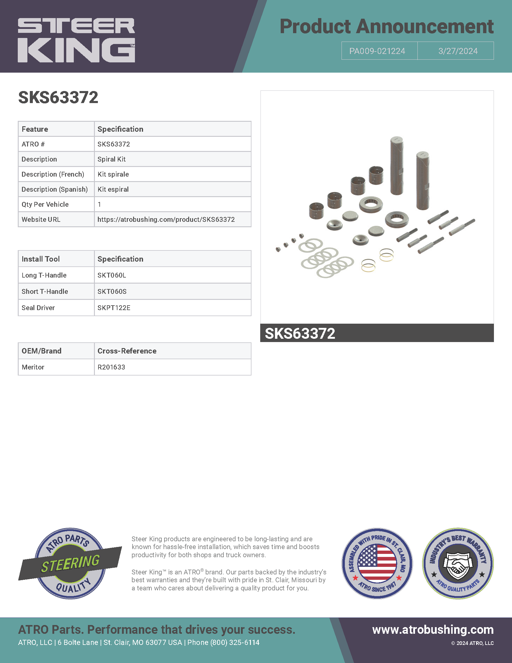 SKS63372 Spiral Kit PA009-021224