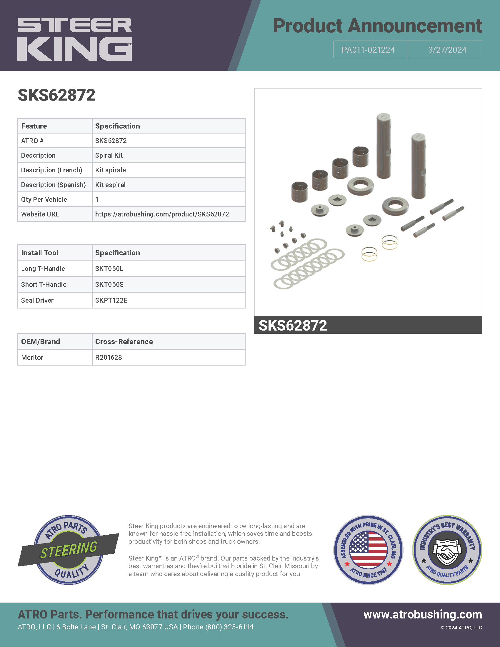 SKS62872 Spiral Kit PA010-021224