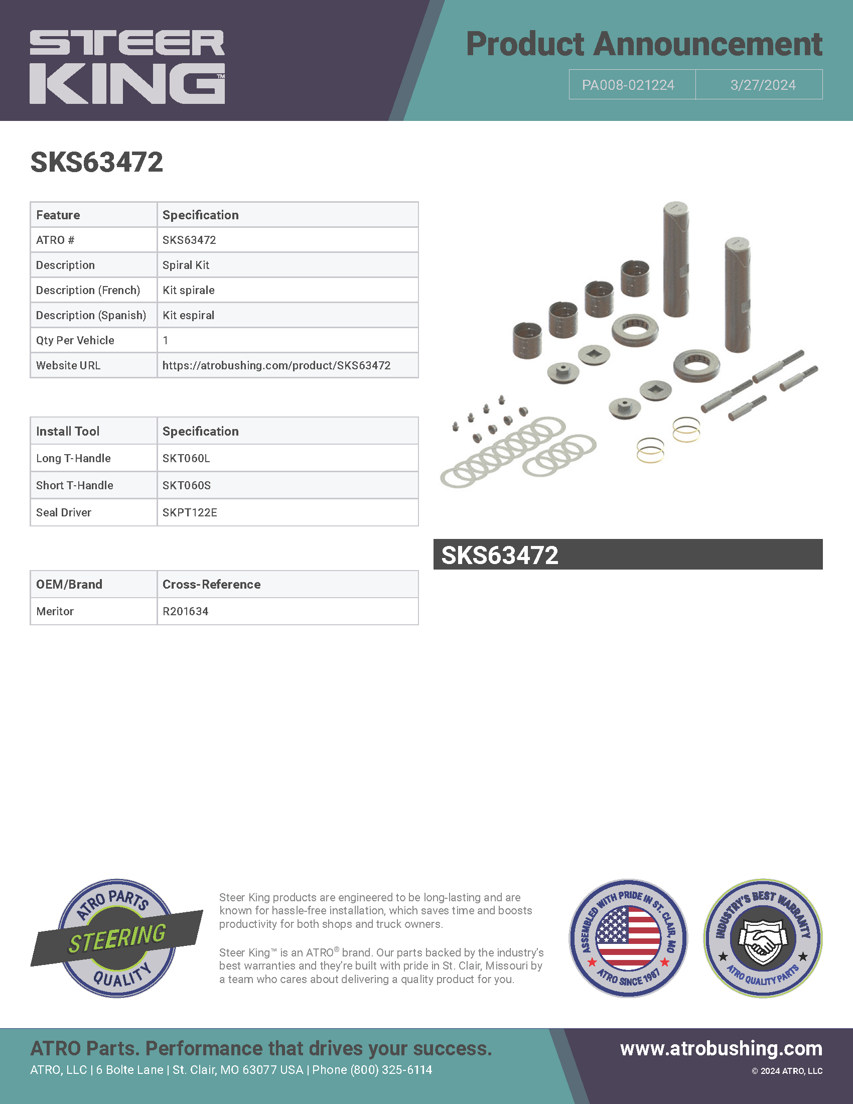 SKS63472 Spiral Kit PA008-021224