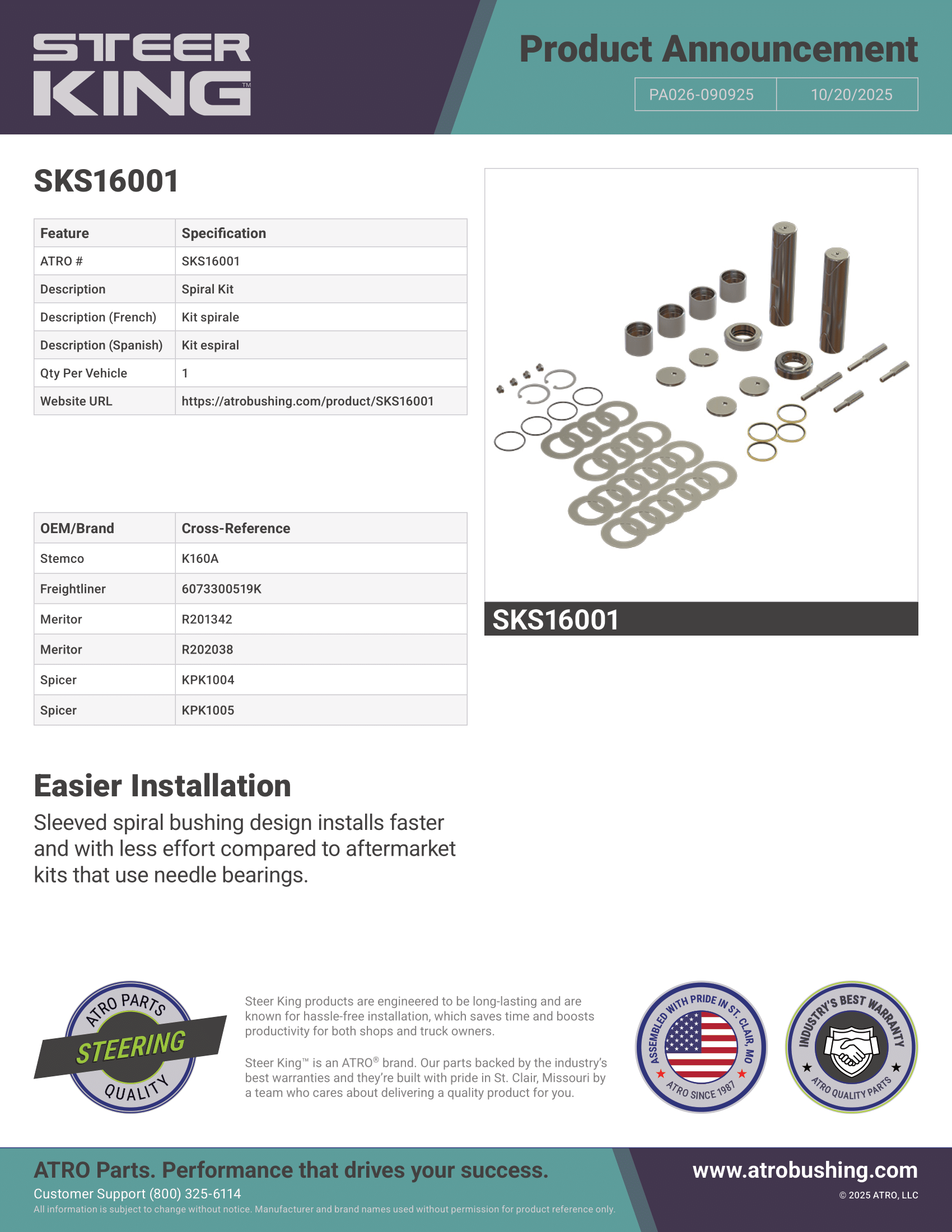 SKS16001 Spiral Kit PA026-090925