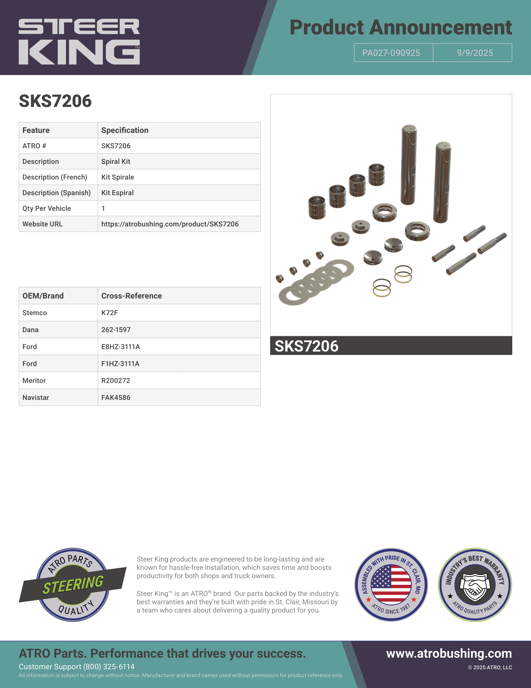 SKS7206 Spiral Kit PA027-090925